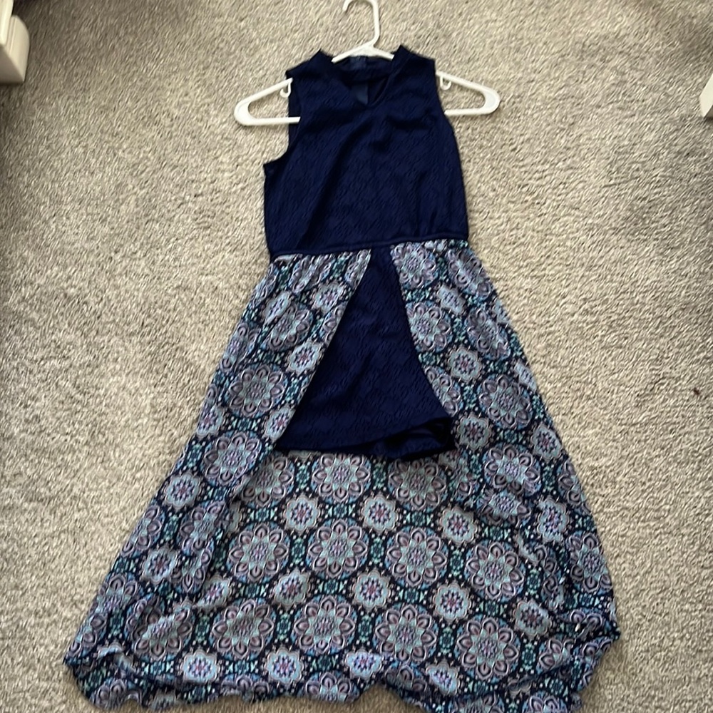 Blue and purple romper with skirt connected